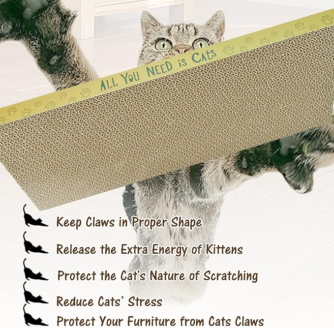 3 Pack Cardboard Cat Scratcher Pads Cat Scratching Board for Indoor Cats 16.5″Lx8.1″Wx0.8″H Dual-Side Corrugated Cats Scratching Post Reusable Supplies - Image 5