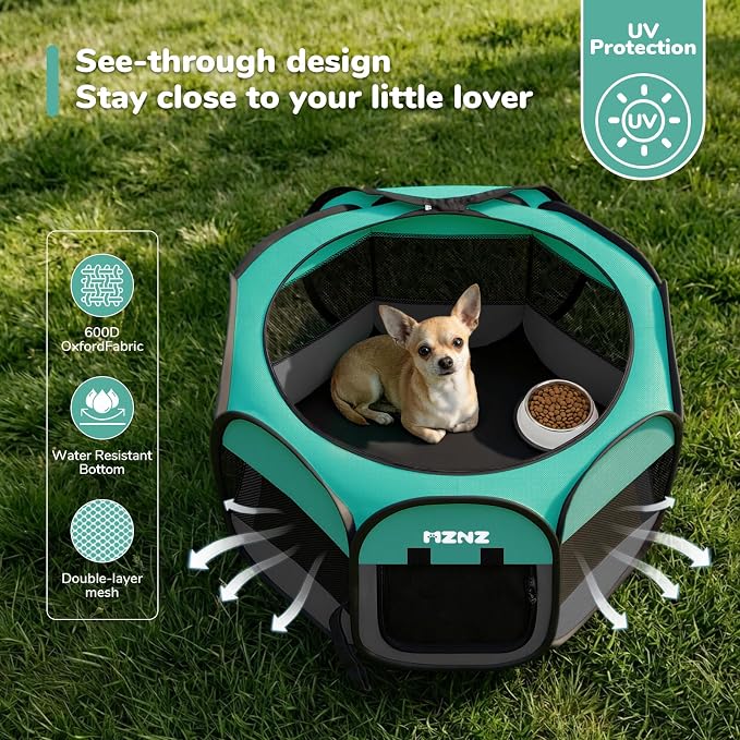 Dog Cat Small Animal Puppy Playpen Crate, Small, Blue | Portable Pop Up Pet Cage Enclosure Tent Kennel Indoor Outdoor with Carrying Case, No Assembly, Camping Use - Image 6