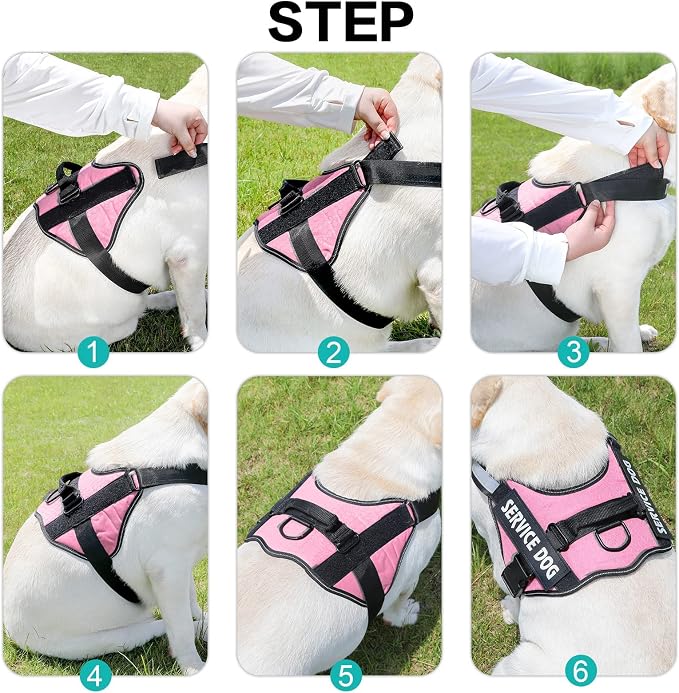 MUMUPET Custom Dog Harness Vest with 2 Personalized Name & Phone Patches | No Pull Reflective Adjustable with Handle, Soft Breathable Padding for Medium Dogs (Pink, M) - Image 6