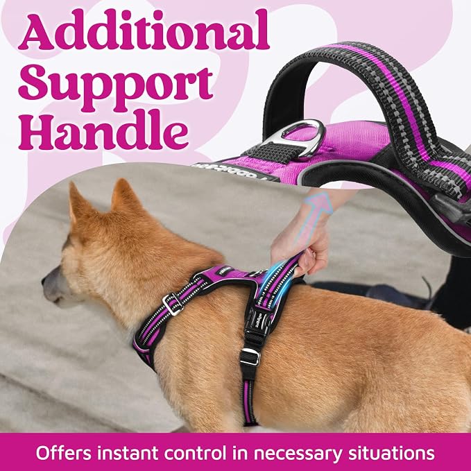 rabbitgoo Dog Harness for Large, No Pull 3 Buckles Easy On & Off | Soft Padded, Walking with Control Handle, Adjustable and Reflective, Purple, X-Large - Image 4