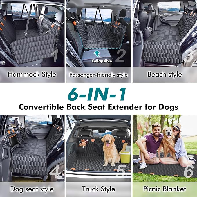 Chumajor L Back Seat Extender for Dogs,Hard Bottom,Waterproof,400 lb,Black | Dog Hammock for Car Fits Most Cars & SUVs with Foldable Design, Non-Slip Base and Easy Installation - Image 5