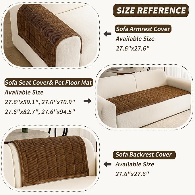 Couch Covers for Dogs, Non Slip Washable Pet Couch Covers for Sofa | 27.6”x59.1” Dark Brown Soft Velvet Sofa Covers for Loveseat, Couch Protect Against Pet Hair, Scratches & Stains - Image 3