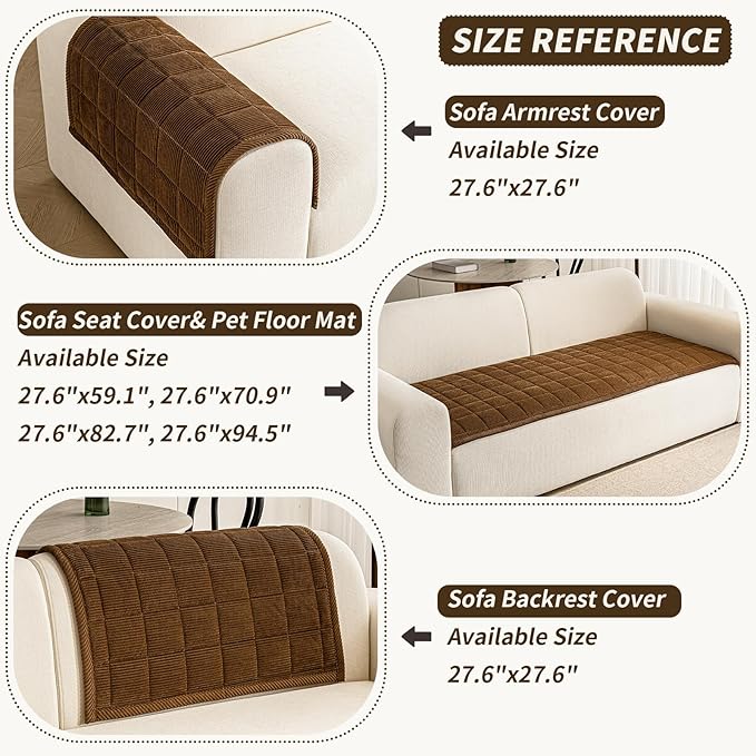 Couch Covers for Dogs, Non Slip Washable Pet Couch Covers for Sofa | 27.6”x82.7” Dark Brown Soft Velvet Sofa Covers for 3-4 Cushion Couch, Couch Protect Against Pet Hair, Scratches & Stains - Image 3