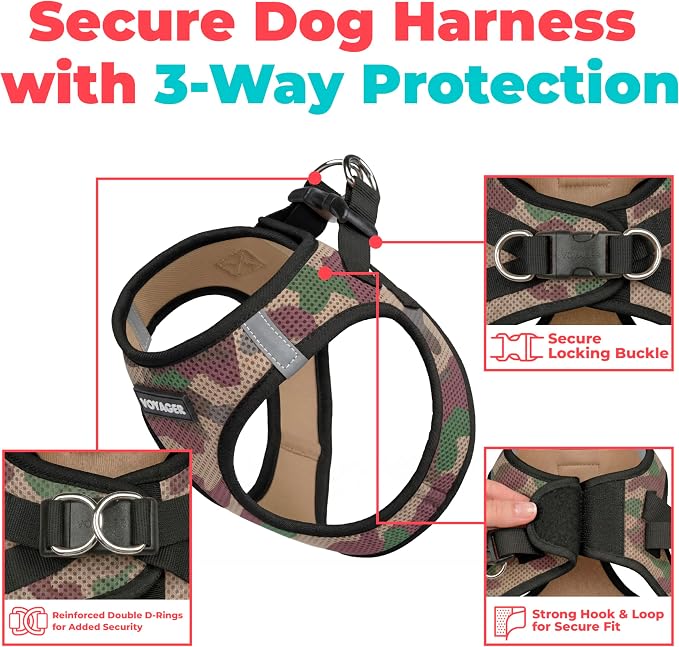 Voyager Step-in Air Dog Vest Harness - Army, Large | 18- 20.5" in Chest, Reflective Bands, All Weather Breathable Air Mesh, Cats Compatible, Lightweight, Fast Drying - Image 2