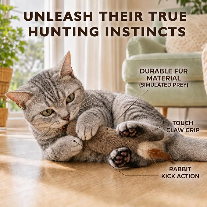 4 Pack Faux Rabbit Fur Catnip Toys with Silvervine Gall Fruit - Silent Interactive Cat Toys with Feathers, Perfect for Chewing and Chasing for Indoor Cats and Kittens - Image 7