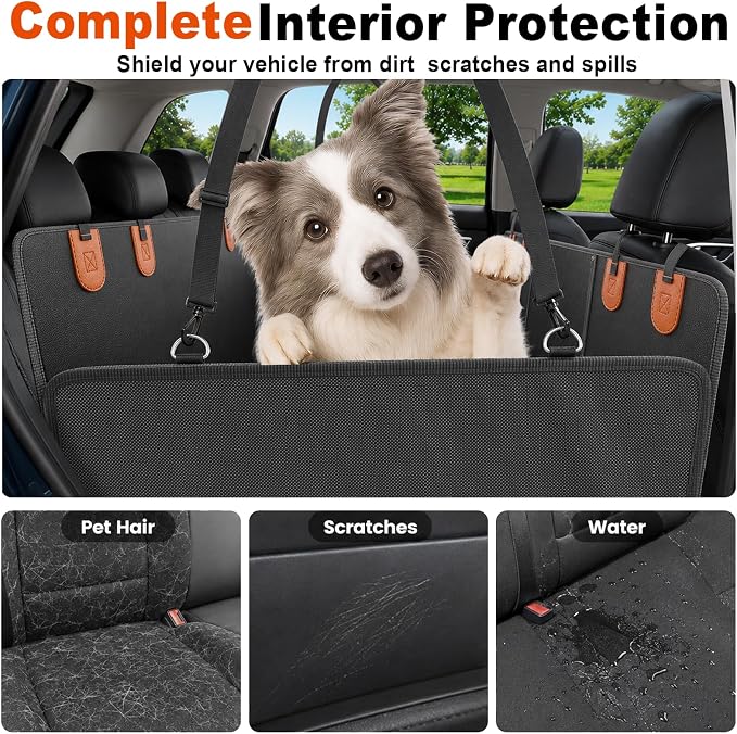 Hard Bottom Dog Car Seat Cover for Back Seat, PU Material For Dog's Comfort | 400 lbs Extender, 50% More Space, Waterproof, Scratch Resistant,Car Seat Protector for Car/SUV/Truck - Image 5