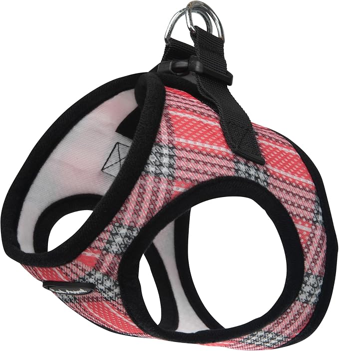 Bark Appeal Coral Red Plaid Step-in Dog Harness for Extra Small Sized Pets – Updated Sizing, Re-Measuring is Essential – Soft Vest Harness – Anti-Choke with Adjustable Strap & Heavy Duty Clip – XS by BarkAppeal