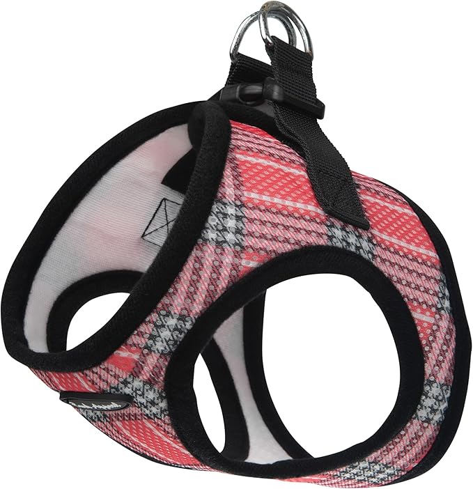 Bark Appeal Coral Red Plaid Step-in Dog Harness for Medium to Large Sized Pets – Updated Sizing, Re-Measuring is Essential – Soft Vest Harness – Anti-Choke with Adjustable Strap & Heavy Duty Clip – L by BarkAppeal