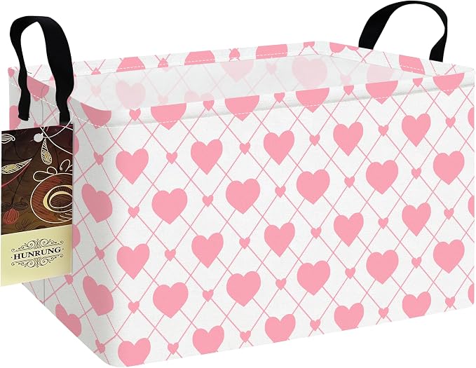 Rectangle Canvas Foldable Storage Basket for Nursery, Heart by HUNRUNG
