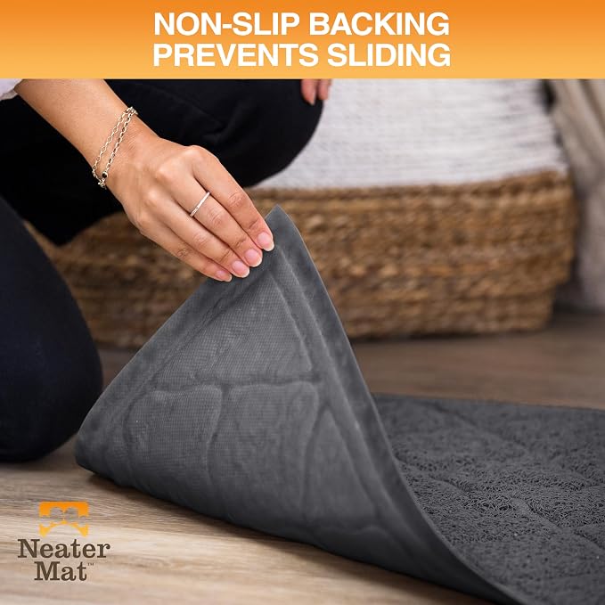 Neater Pets Neater Mat Cat Litter Rug, Thick & Durable Cat Mat for Litter Box, Trapper Pad Catches Mess to Protect Indoor Floors, Soft on Kitty Paws, Anti-Skid Grip Backing, Easy to Clean, Charcoal - Image 4