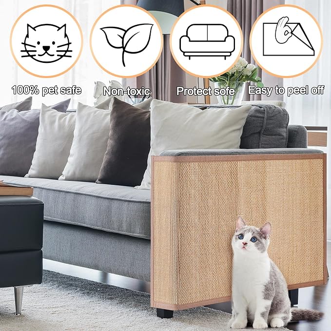 Newwiee 2 Pcs Cat Scratch Furniture Protector Mat Sofa Couch Protector for Cats Pet Scratching Pads for Couch, Sofa, Chair, Easy Installation(23.6 x 35.4 Inch) - Image 3