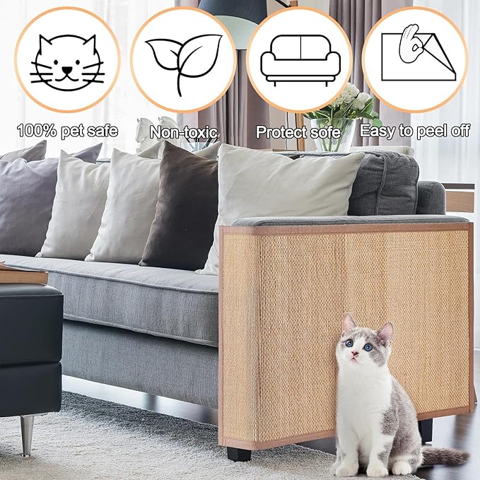Newwiee 2 Pcs Cat Scratch Furniture Protector Mat Sofa Couch Protector for Cats Pet Scratching Pads for Couch, Sofa, Chair, Easy Installation(15.7 x 23.6 inch) - Image 5