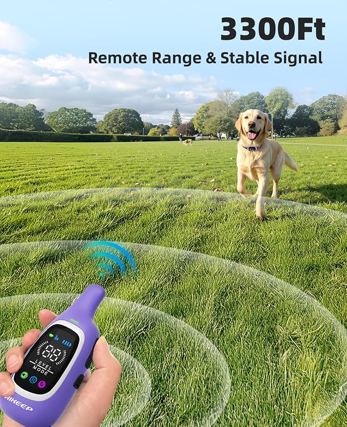 2-in-1 Dog Shock Collar and Bark Collar for Dogs – 3300FT Dog Training Collar with Remote, IP67 Waterproof e Collar with Anti-Bark/Beep/Vibration/Shock Modes for Small Medium Large Dog(8-120Lbs) - Image 4