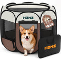 Dog Cat Small Animal Puppy Playpen Crate, Medium, Brown | Portable Pop Up Pet Cage Enclosure Tent Kennel Indoor Outdoor with Carrying Case, No Assembly, Camping Use by MZNZ