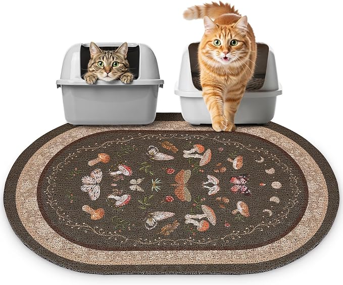 Bienbee Cat Litter Mat, 33" x 22" Dense Trapping Mesh for Litter Boxes | Litter Box Mat with PVC Mesh, Waterproof &Urineproof, Non-Slip Grip, Soft On Kitty Paws and Easy to Clean to Protect Floor by Bienbee