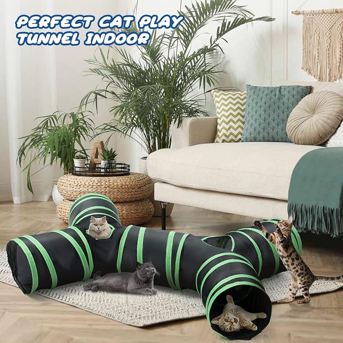 Upgraded Cat Tunnel Bone-Type, 4 Way Collapsible Cat Playhouse Pet Play Tunnel Tube with Storage Bag for Cats, Puppy, Rabbits, Ferret, Guinea Pig, Indoor and Outdoor Use - Image 6