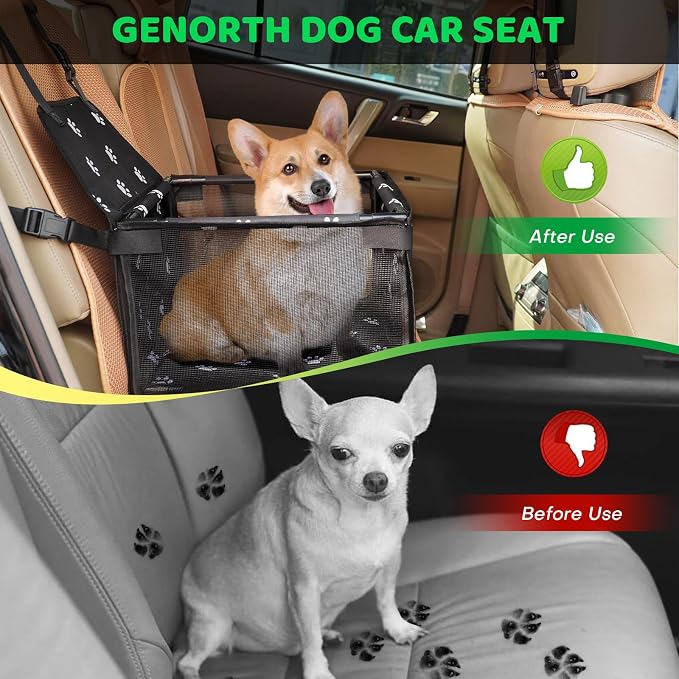 GENORTH Small Dog Car Seats for Small Dogs,Portable Puppy/Pet Car Booster Seat with Clip-On Leash and Mesh Window for Pet Up to 11 lbs - Image 7