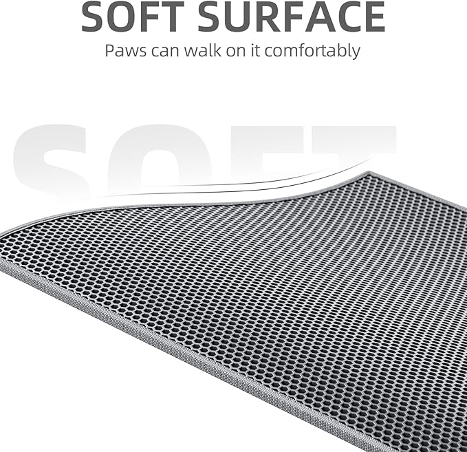 ESTHELLO Cat Litter Mat Honeycomb Double Layer Design 24’’ x 15’’ Gray - Image 3