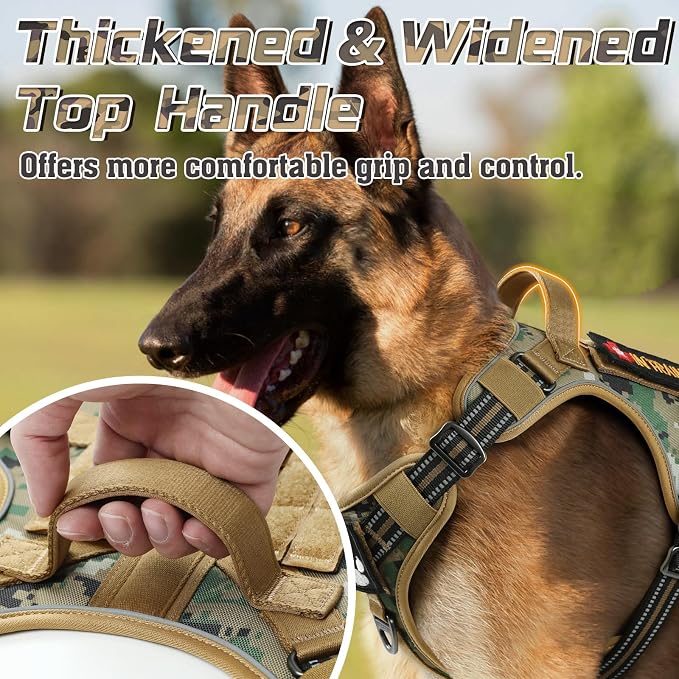 rabbitgoo Tactical Dog Harness for Small, No Pull Military Service Vest | Molle & Handle, Heavy Duty, Adjustable, Reflective Straps, Easy Control for Training Walking, Brown camo, Small - Image 7