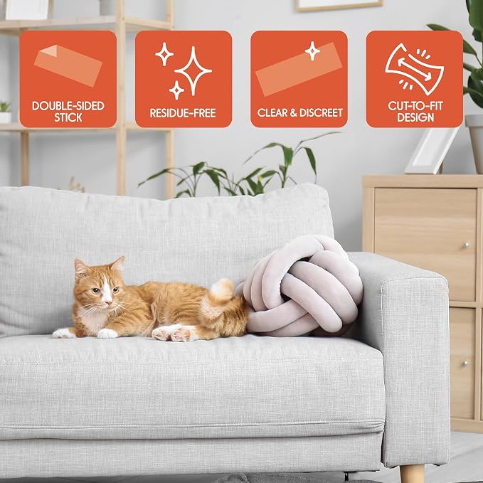 FixZilla Anti Scratch Cat Tape for Furniture 2.5 Inch x 45 Feet Clear Sticky Double Sided Anti Scratch Cat Tape for Paw Scratching Deterrent and Pet Training for Couch Furniture Protector, Sofa, Doors - Image 7