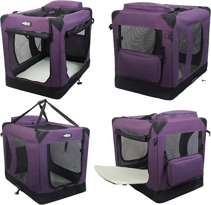EliteField 3-Door Soft Dog Crate with Bed & Carrying Bag (2-Year Warranty) | 3 Mesh Doors, Steel Frame, Removable & Washable Crate Cover and Bed Cover, Storage Pockets, Indoor/Outdoor, Foldable - Image 3