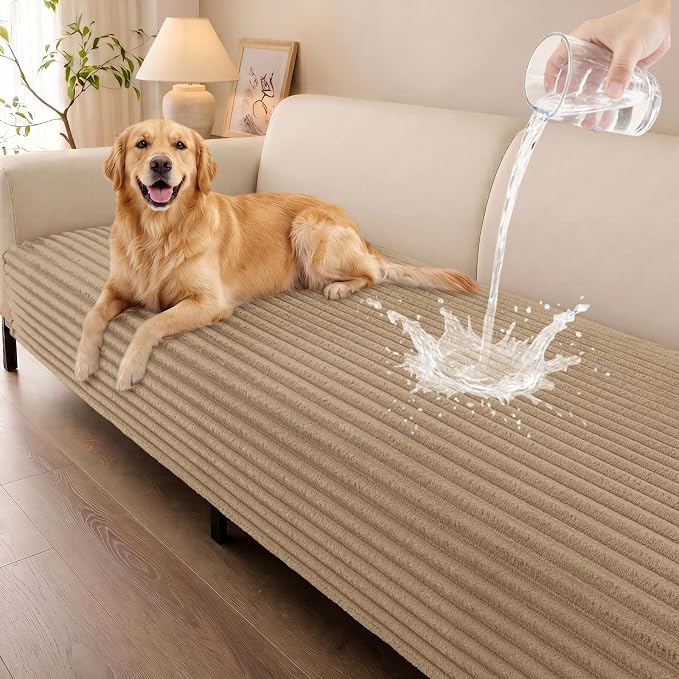 Smiry Waterproof Couch Cover for Dogs, Washable Non Slip Plush Protector | Waterproof Protection, Plush Flannel, Non Slip Backing, Pet Hair & Scratch Protection, Soft Cover (36" x 88") by Smiry
