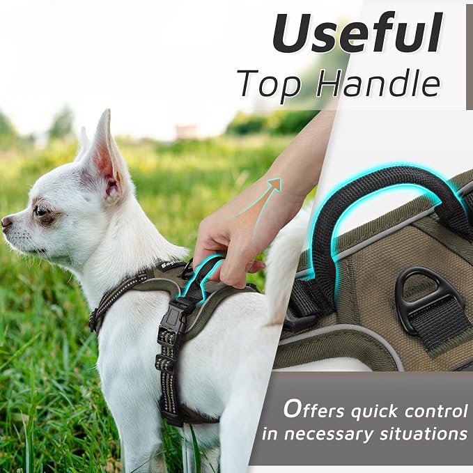 Eagloo Dog Harness for Small Dogs, No Pull Pet Vest with 2 Leash Clips | No Choke with Handle, Adjustable Comfort Fit, Reflective Strips, Easy Walking Control, Brown, X-Small - Image 5