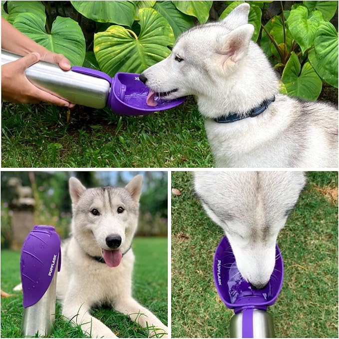 PupFlask Large Dog Water Bottle, Portable Stainless Steel Travel Bowl | 27 or 40 oz Leak-Proof Drink Dispenser with Built-In Cup and Carry Strap for Walking, Hiking and Travel; For All Dog Breeds - Image 6