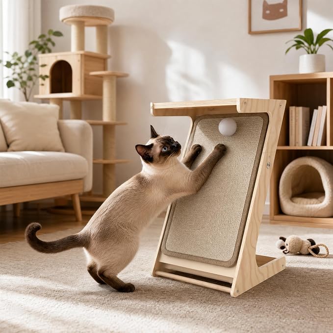 Cat Scratching Post Z-Shaped Cats Scratcher Side Table for Couch Sofa | Protector for Cat Claws, Removable Sisal,Wooden Frame, Durable Scratching board for Indoor Cats - Image 8