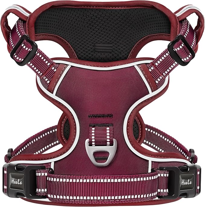 HEELE Dog Harness for Small Dogs No Pull Dog Vest Harness for Small Dog with Soft Padded Handle Reflective for Outdoor Training, Burgundy Red, S | Soft Breathable Padded Pet Vest, No Pull No Choke, Adjustable 2 Metal Rings for Outdoor Walking Training by HEELE
