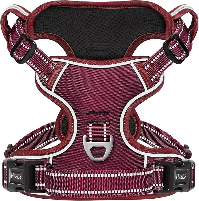 HEELE Dog Harness for Large Dogs No Pull Dog Vest Harness for Large Dog with Soft Padded Handle Reflective for Outdoor Training, Burgundy Red, XL | No Choke with Control Handle, Soft Breathable Padded Pet Vest, Adjustable, Reflective Front Clip Vest fo... by HEELE