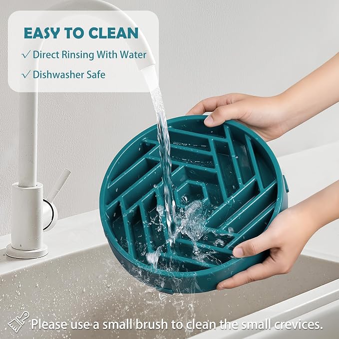 TOBYTO Slow Feeder Dog Bowls Large Medium Breed,Anti-Choking Slow Eating Dog Food Bowl,Non Slip Pet Slower Food Feeding Bowls Large Puzzle Slow Feeder Bloat Stop Maze Dog Dishes,Dark Green - Image 7
