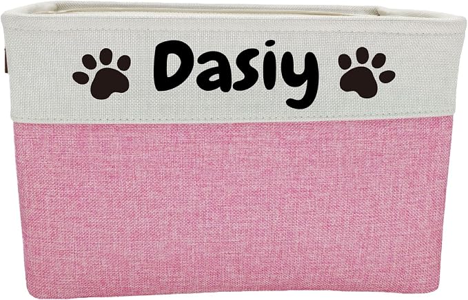 Large Personalized Dog Toy Basket Custom Dog Toy Box Foldable Dog Gift with Pet's Name for Dog Chew Toys, Clothing,Stuff by CpakOwlgoo