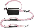 Hands Free Dog Leash with Zipper Pouch, Pink Heart, Large | Waist Leash, Dual Padded Handles, Shock-Absorbing Bungee, Adjustable Waist Belt, Walking and Running by iYoShop