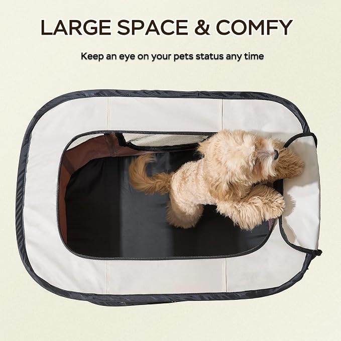 XRG Foldable Pet Playpen,Indoor Cat cage Puppy Crates M(31.5"x23.6"x21.7") | Portable Dog Crates with Upgrade Breathable Mesh，Sturdy Cat Kennel Indoor & Outdoor for Rabbit or Small Animals,Brown - Image 3