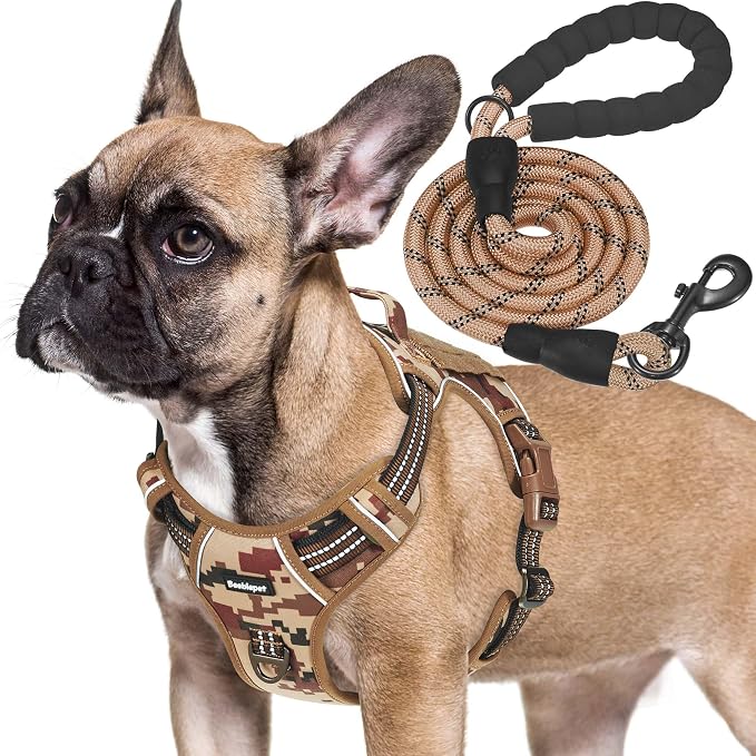 Beebiepet Heavy Duty Tactical Dog Harness for Small Dogs, No Pull Adjustable Pet Harness Reflective Service Training Easy Control Pet Vest Military K9 Working Dog Harnesses- Small, Desert Camo by Beebielove