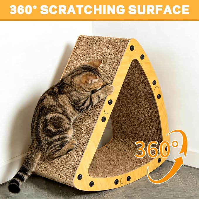 TIMIEEYA Cardboard Cat House - Triangle Cardboard Cat Scratcher Cozy Cats Lounger as Tunnel and Sofa, Cat Scratcher for Indoor Cats, Safe & Secure - Image 3