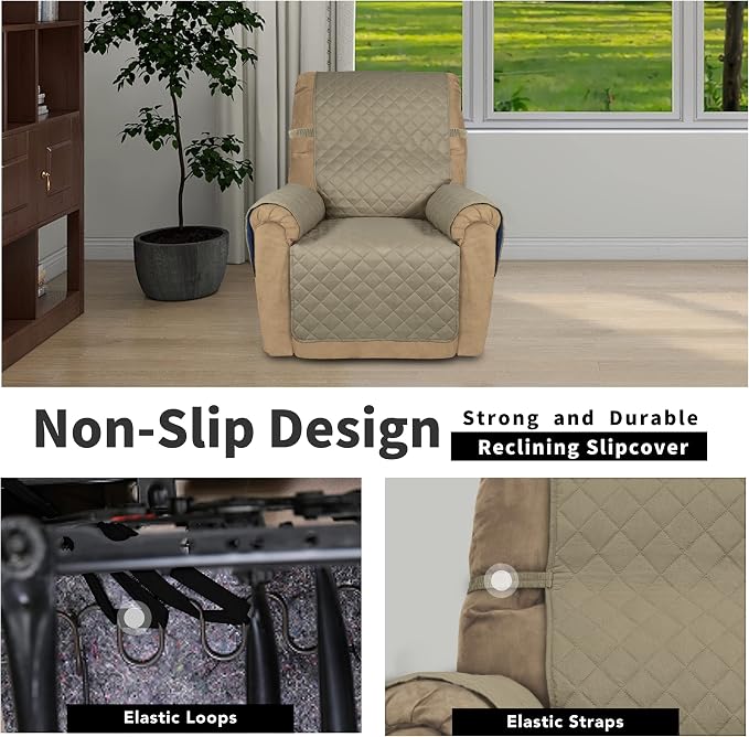 Easy-Going Reversible Couch Cover, Recliner 22 in, Beige/Beige | Machine Washable Slipcover For Dogs, Water Resistant Furniture Mat For Living Room, Non-Slip Sofa Cover, Pet Friendly - Image 3