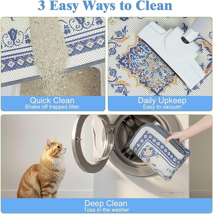 Unicorn Catcher 33"x22" Cat Litter Mat Machine Washable Litter Trapping Pad | Kitty Paw Friendly Padding With Breathable 3D Air Mesh Technology And A Non-Slip Base To Keep Home Floors Debris-Free - Image 7