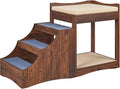 unipaws Pet Bunk Bed with Removable Step for Dog and Cat, Window Perch Seat | Multi-Level Bed with Cushion and Cat Scratch Pad, Indoor Use, Walnut by unipaws
