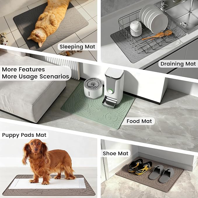 Cat Litter Mat Small 18.9x11.8in, Dark Grey Silicone Rubber Scatter Control Kitty Litter Box Trapping Mat, Waterproof Easy to Clean, Odorless Pet Supplies, Indoor Cat Essentials - Image 6