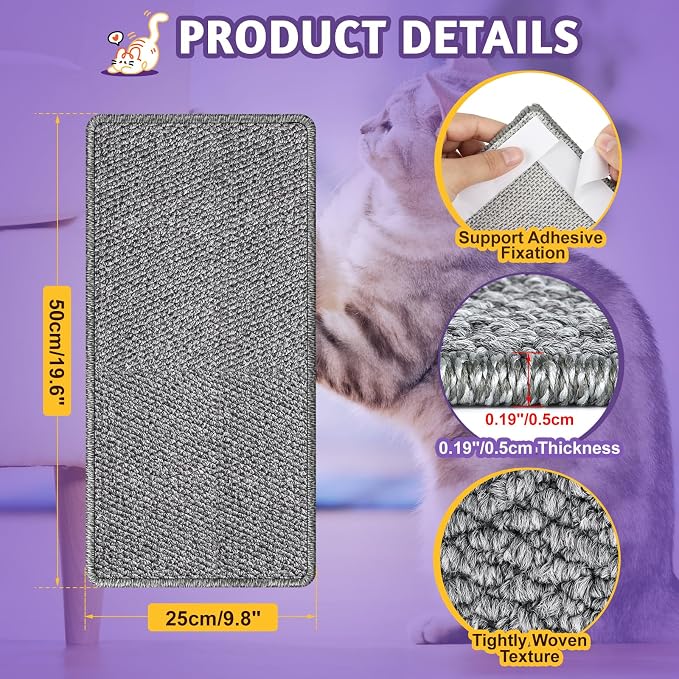 ENONCI Corner Cat Scratcher Wall, 19.6x9.8 Cat Scratcher Pad for Door Frame | Anti Scratch Door Frame Furniture Protector for Indoor Cats - Image 7