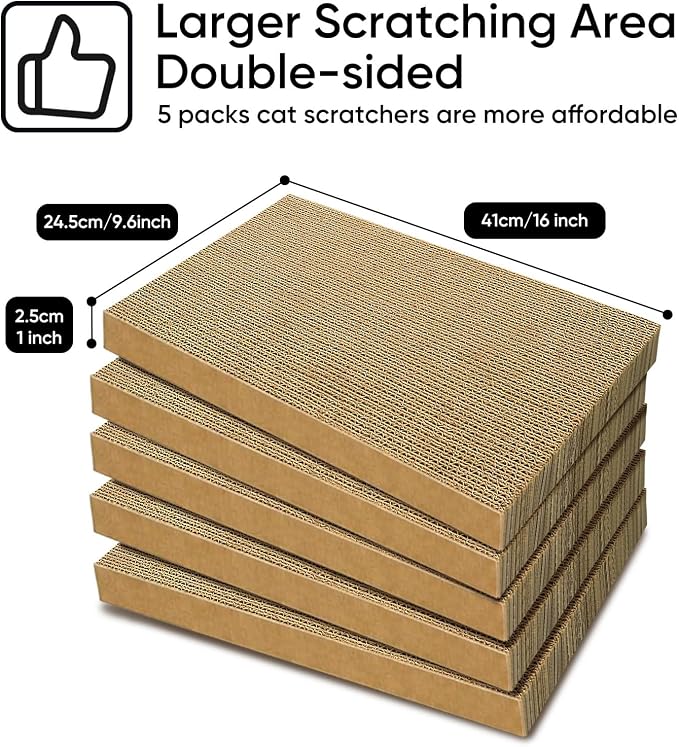 Cat Scratcher, 10 Packs in 1 Cardboard Box Cat Scratching Pad for Indoor Cats and Kitten, Cat Scratch Pad to Protect Furniture, Large Size - Image 2