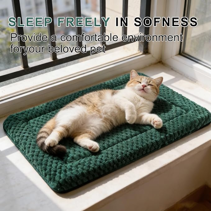 Dog Bed Mat – Soft & Comfortable Dog Kennel Pad for Crate – Durable Crate Bed & Mat for Dogs & Cats (Dark Green, XS(18"*14"*1.5")) - Image 6