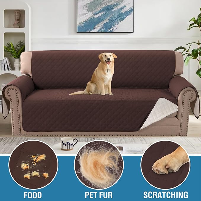 H.VERSAILTEX Sofa Slipcover Sofa Cover 100% Waterproof Couch Cover with Elastic Straps Furniture Protector for Pets Kids Children Dog Cat(Oversized Sofa, Chocolate) - Image 3