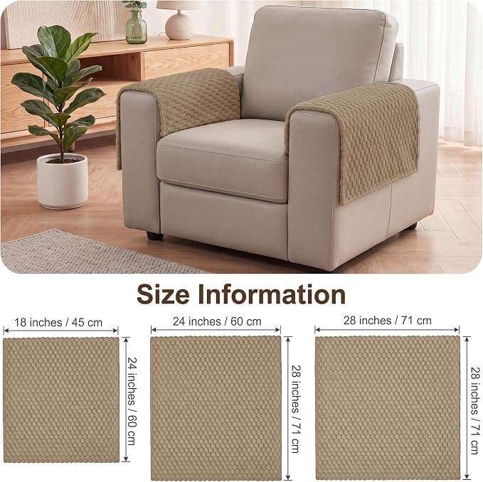 Foxdecor Couch Arm Covers for Sofa Arm Chair Covers Set of 2 | Sofa Arm Covers Cat Scratch Resistant Couch Protectors, Washable Armrest Cover Furniture Arm Covers, Brown 28x28 in - Image 6