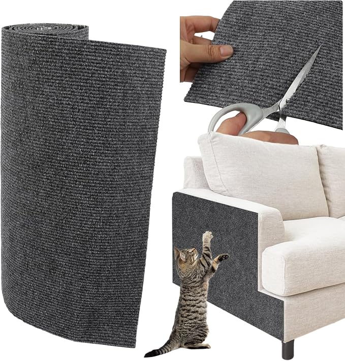 Trimmable Cat Scratcher Mat, 39.4"x15.8" Self-Adhesive Cat Scratching Carpet Pad Replacement for Cat Tree Shelves, Cat Steps and Posts, DIY Cat Scratch Couch Furniture Protector by YITMOYM