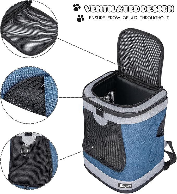 Jespet Soft Pet Carrier Outdoor Backpack for Small Dog | Safety Tether and Washable Mat, Ideal for Traveling, Hiking, Walking and Outdoor Activities, Fit Up to 15 Lbs - Image 2