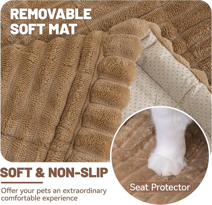 Dog Car Seat Waterproof Bed Cover Back Seat Brown 23.6”x51” | Nonslip Soft Comfortabl Pet Bed Mat Car Blanket for Travel Backseat Extender Seat Covers Dog Bed for Cars Trucks and SUVs - Image 5