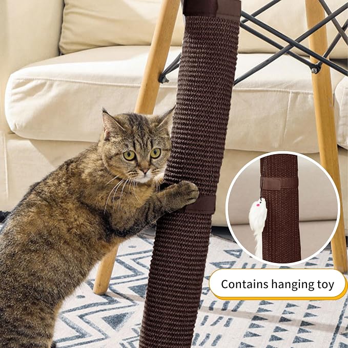 JanYoo 2 Pieces Cat Scratcher Mat for Table Leg Sisal Cat Scratching Pad Scratch Mat for Cat Scratch Pad Rug 19.69 × 9.84 in(Brown) - Image 4